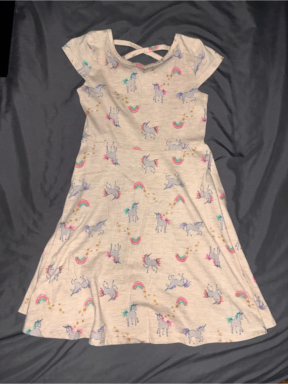 jumping beans Cream Unicorn & Rainbow Cross-Back Dress